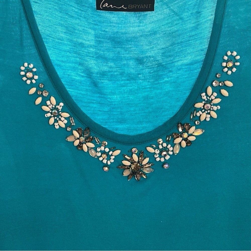 Lane Bryant Turquoise Embellished Tank Top - Picture 2 of 9